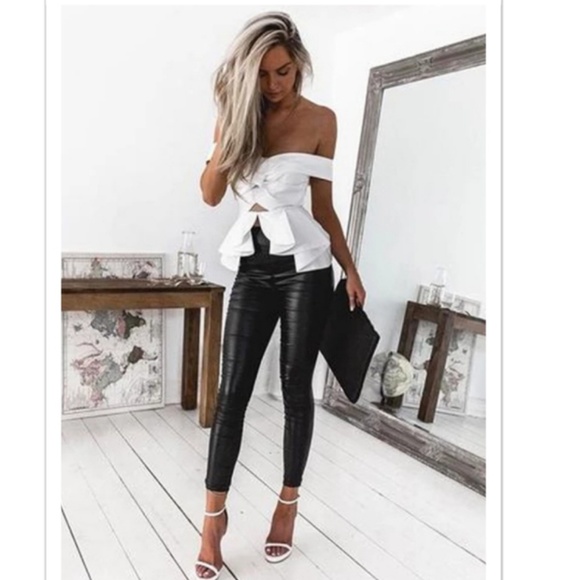 leather skinny pants leggings jeggings Pants - High Waisted Foux Leather Skinny Leggings Jeggings